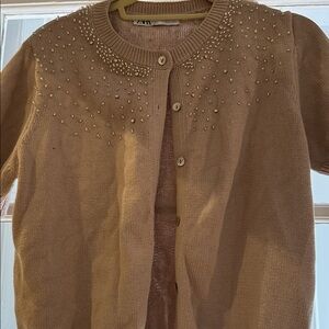 Zara Beige Cardigan with Sparkle Details- L
